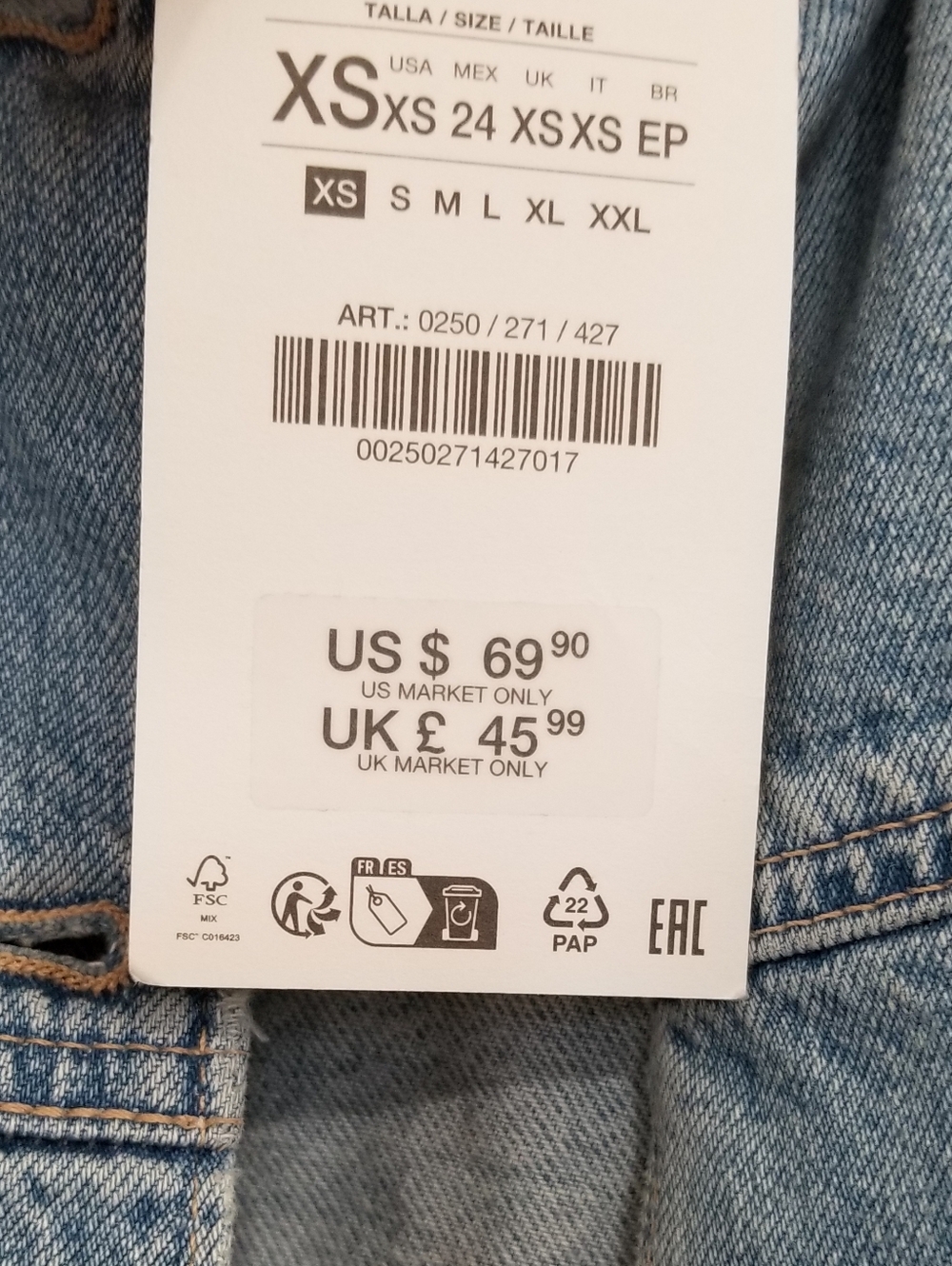 Zara Light Blue Boxy Cropped Denim Jacket - Picture 6 of 8